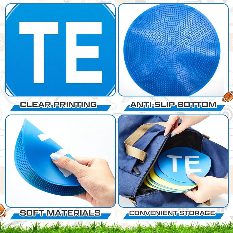 Fuyoooo 7 Pcs Football Lineman Split Marker Players Floor Spot Markers Playing Field Marking Equipment Alignment Offensive Defensive Positions Dots for Drills and Training Teaching Classroom, 6 Inch - Image 4